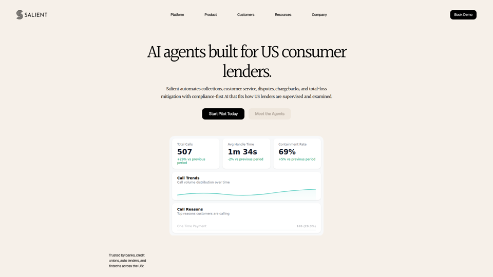 Salient | 消費者向け融資のためのAI音声エージェント