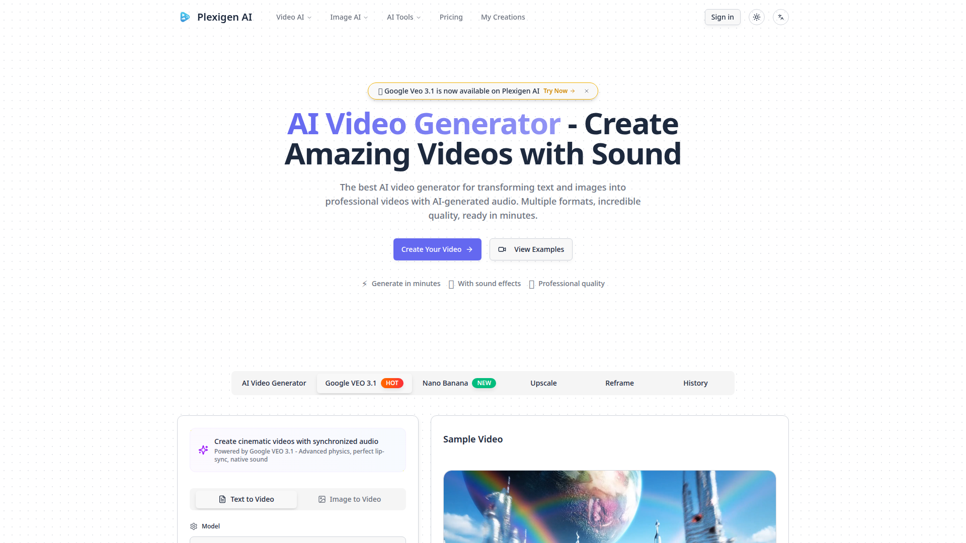 AI Video Generator with Sound | Plexigen AI