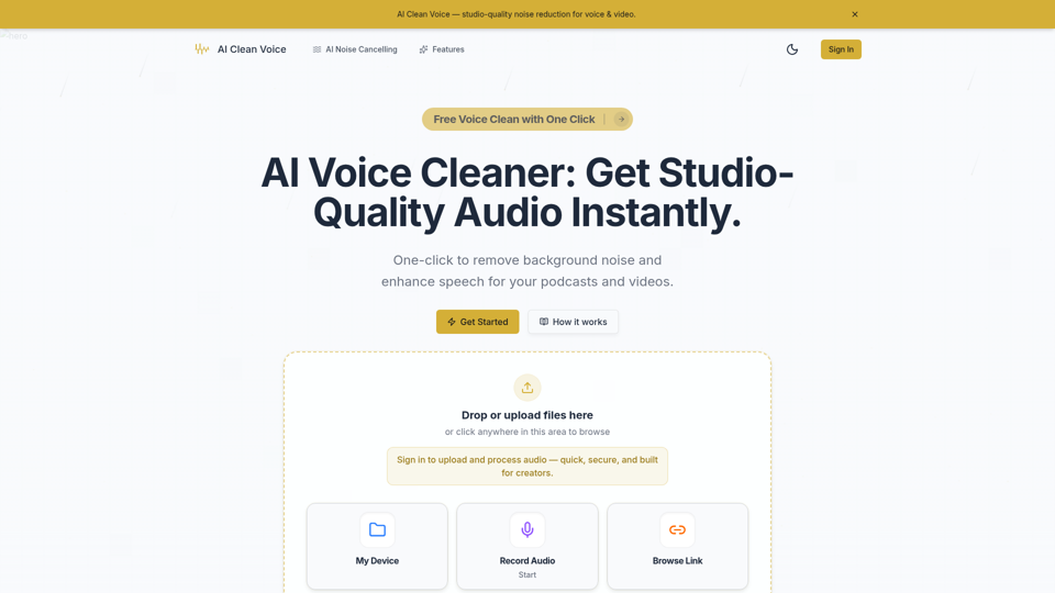 AI音声クリーナー - 背景ノイズを除去し、音声をオンラインで強化 | AIクリーンボイス
