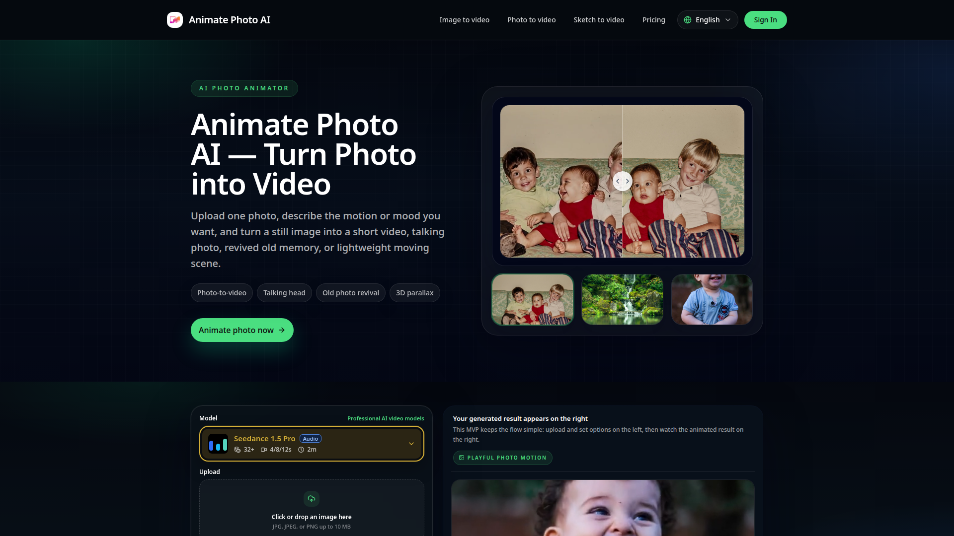 Animador de fotos con IA — Animador de fotos con IA | Convierte fotos en video