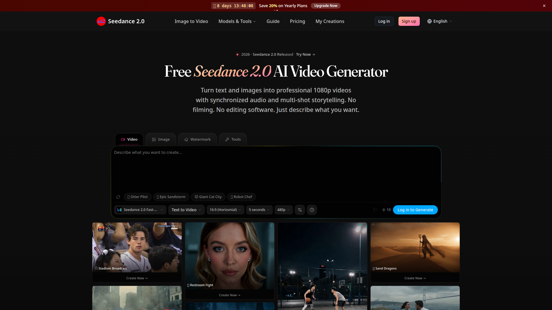 Seedance 2.0 - Generador de Video con IA Gratis | Texto/Imagen a Video