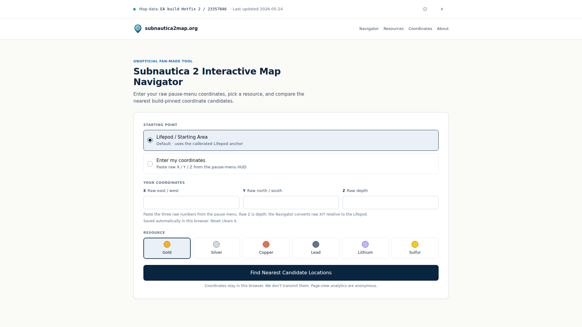 Subnautica 2 インタラクティブマップ — 資源座標ナビゲーター