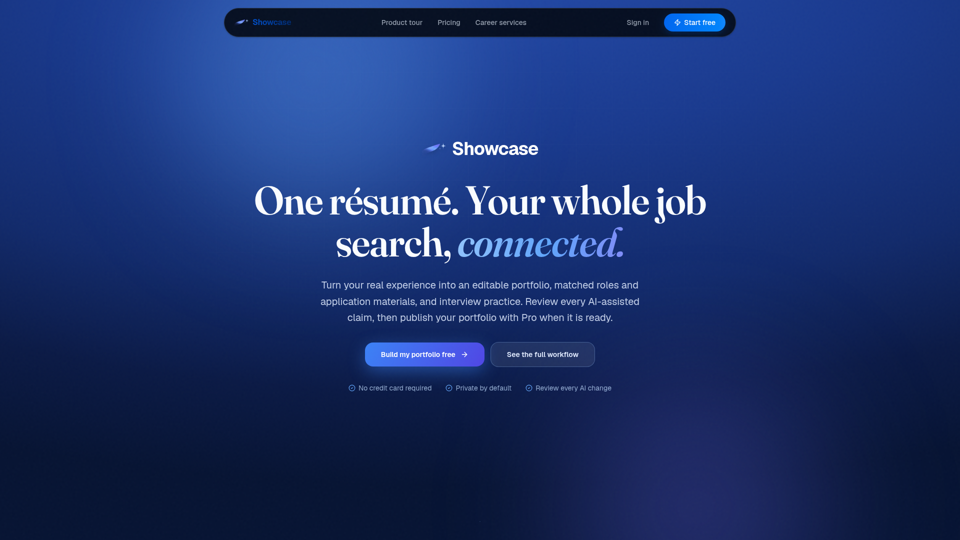 Showcase - One résumé. Your whole job search, connected.