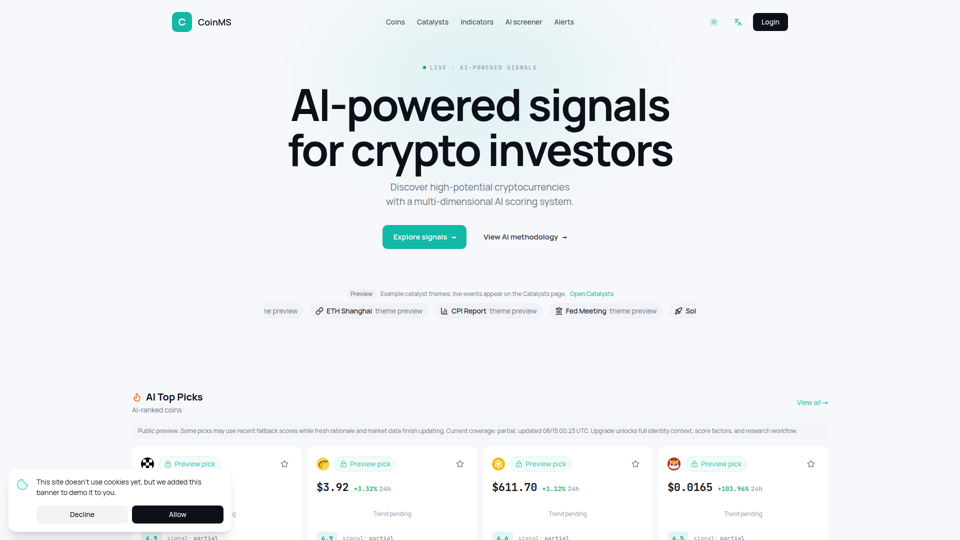 AI-Powered Crypto Signal Platform for Investors | CoinMS