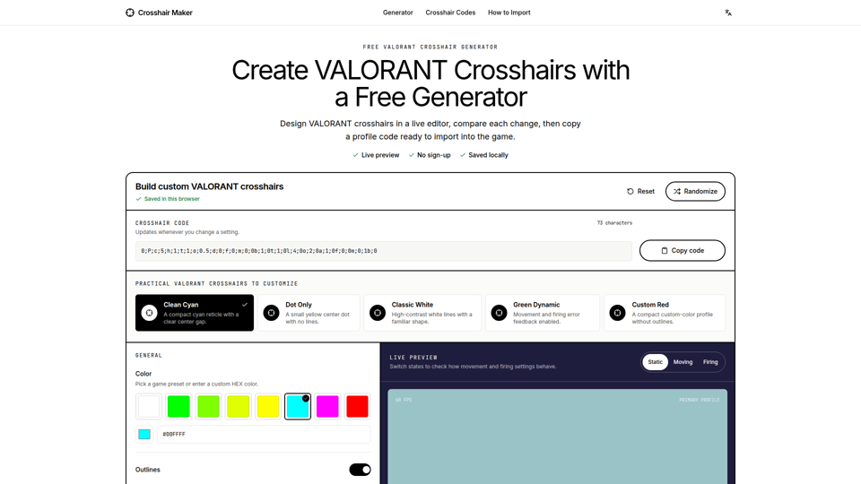 VALORANT Crosshairs – Free Crosshair Generator