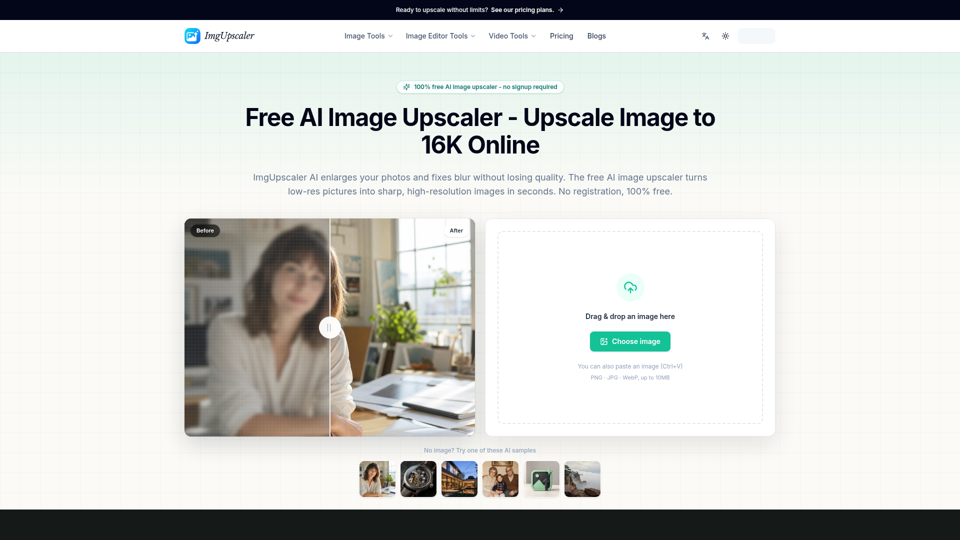 ImgUpscaler AI - Free Online AI Image Upscaler & Generator