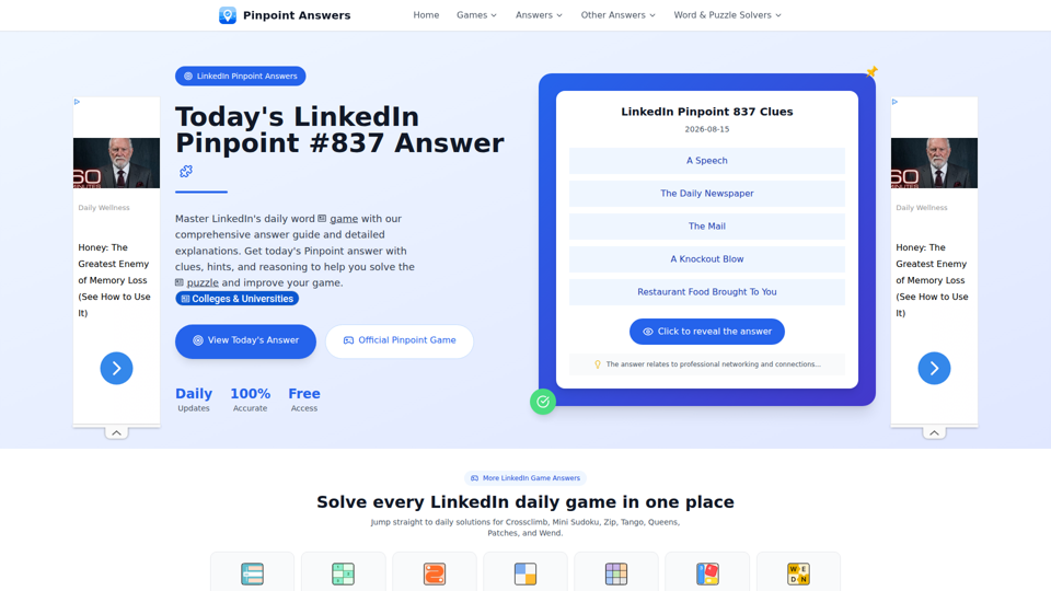 LinkedIn Pinpoint Answer Today - Daily Solutions & Archive