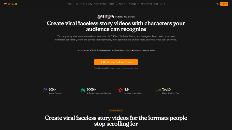 AI Faceless Story Video Generator | Mivid
