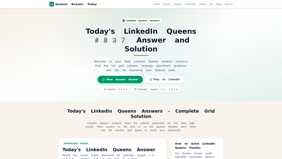 Respuesta de LinkedIn Queens Hoy - Soluciones Diarias y Archivo