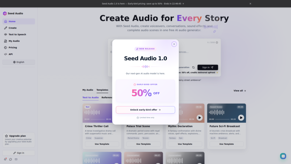 Seed Audio - Free AI Audio Generator & Text to Speech