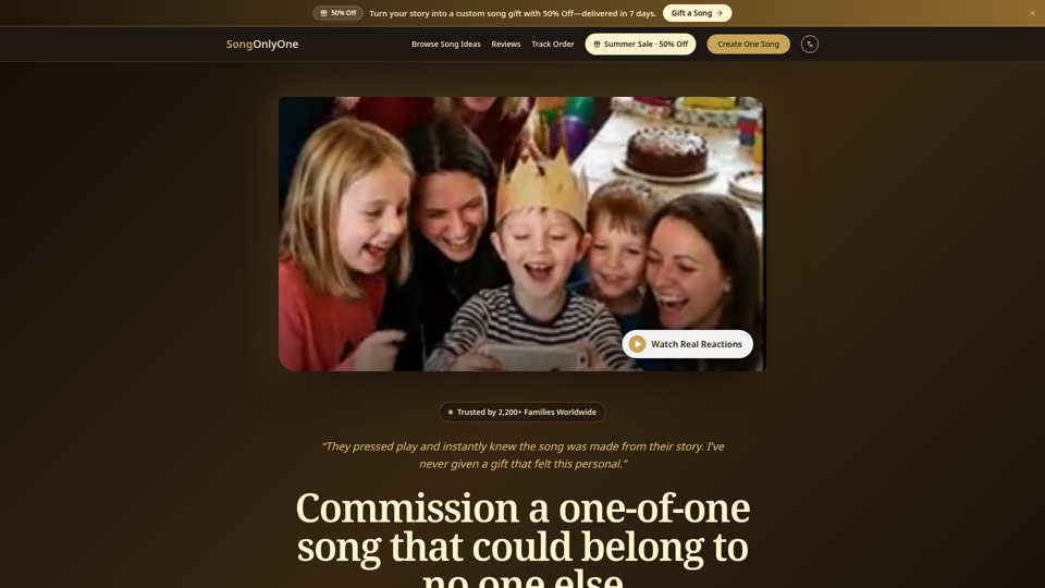 One-of-One Custom Song | Personalized Song Gift for One Person