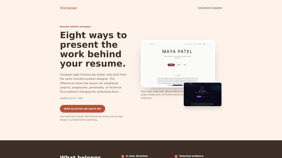 Resume Website Examples: 8 Practical Designs | Storypage